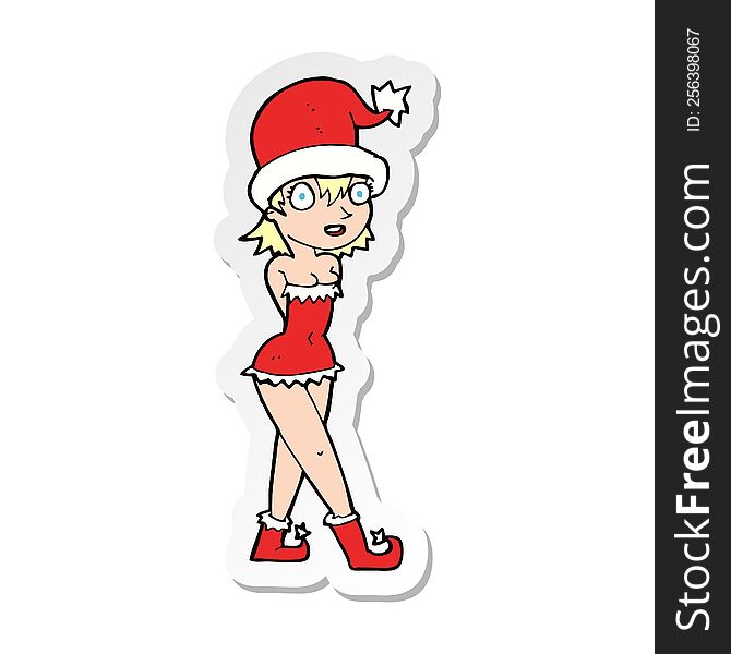 sticker of a cartoon woman in christmas elf costume