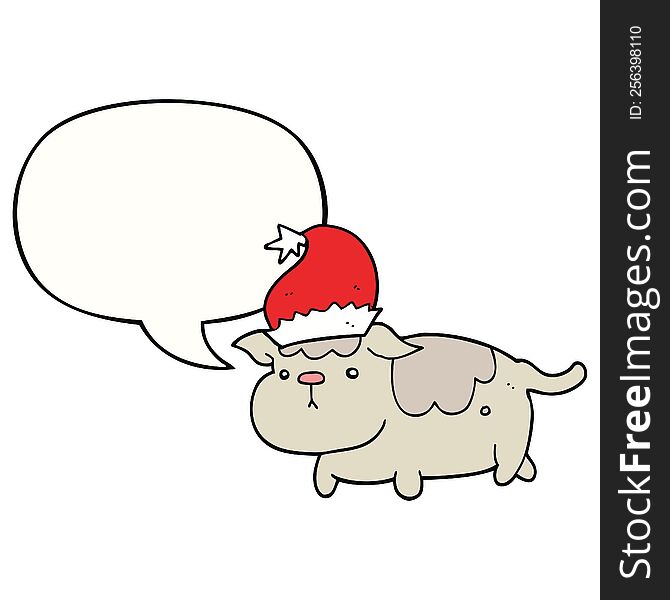 cute christmas dog with speech bubble. cute christmas dog with speech bubble