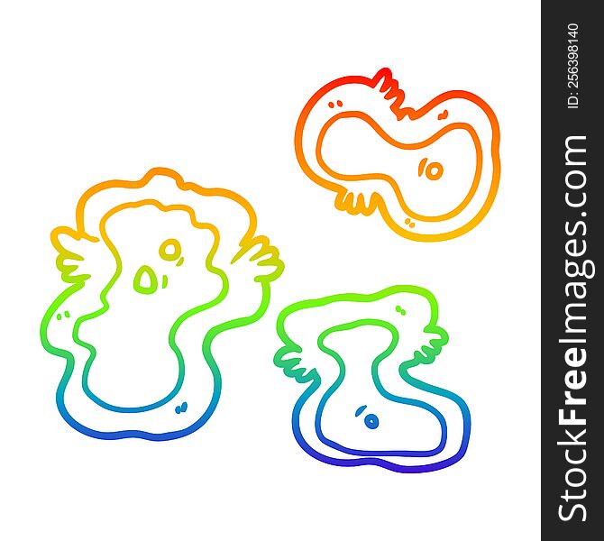 rainbow gradient line drawing of a cartoon germs