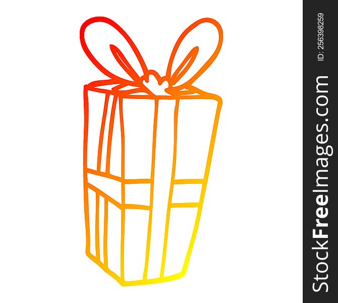 Warm Gradient Line Drawing Cartoon Wrapped Gift