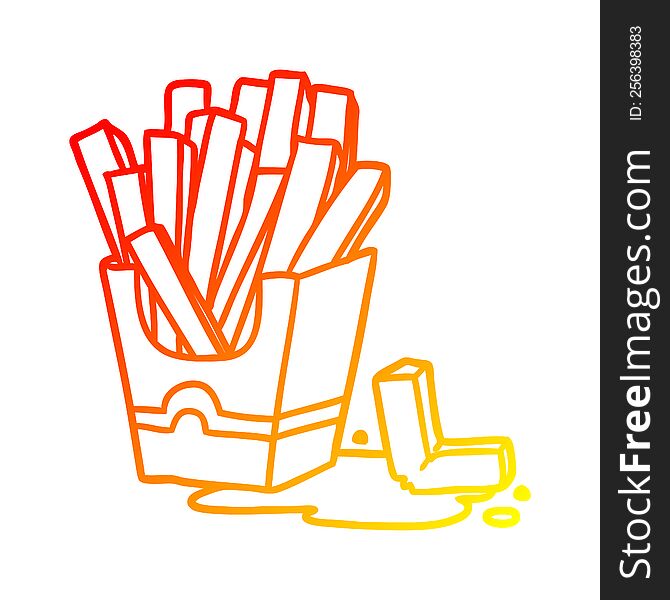 warm gradient line drawing of a junk food fries