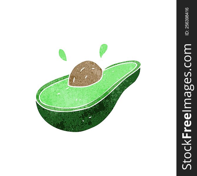 freehand retro cartoon avocado