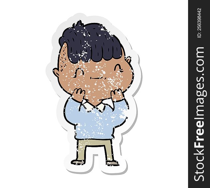 Distressed Sticker Of A Cartoon Friendly Boy