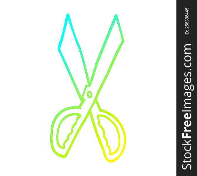 cold gradient line drawing cartoon sewing scissors