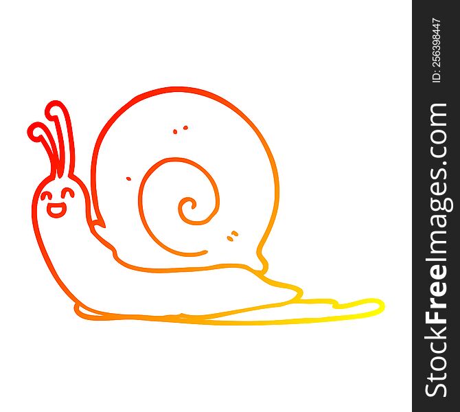 Warm Gradient Line Drawing Cartoon Snail