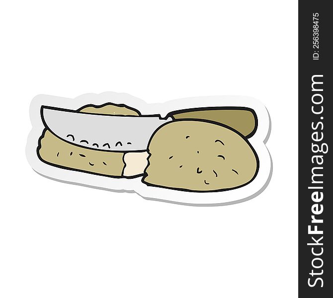 sticker of a cartoon slicing bread