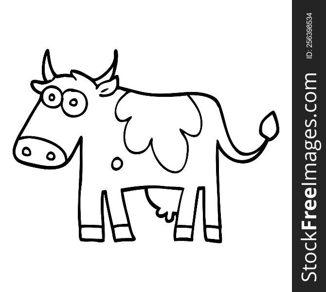 line drawing cartoon farm cow