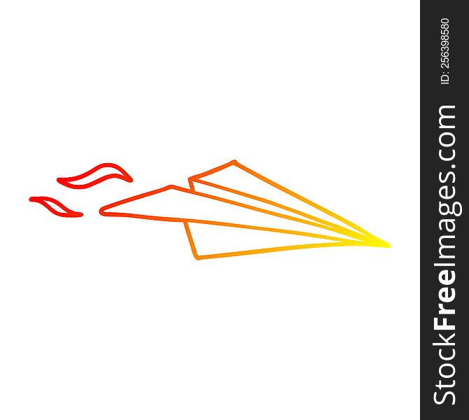 warm gradient line drawing of a cartoon paper airplane