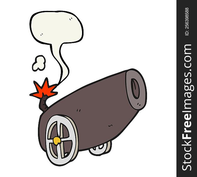 freehand drawn speech bubble cartoon cannon
