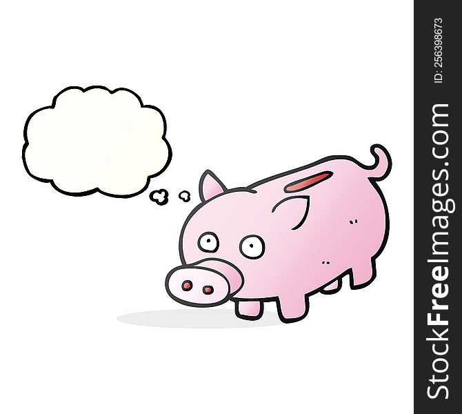 freehand drawn thought bubble cartoon piggy bank