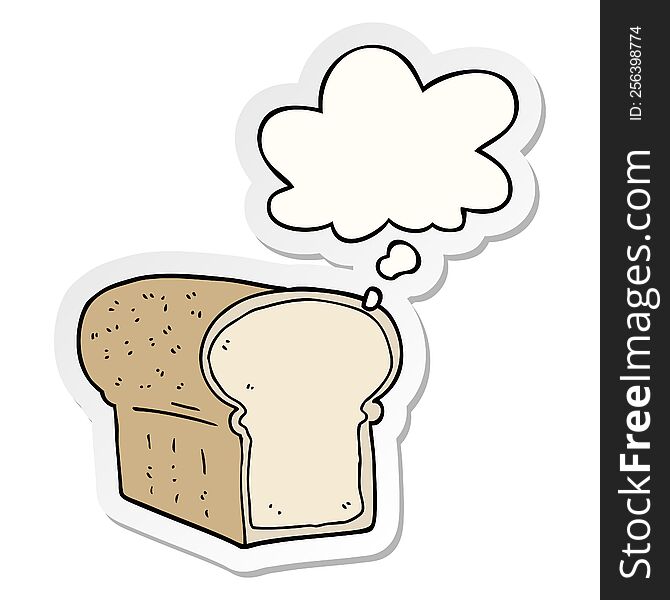 cartoon loaf of bread with thought bubble as a printed sticker