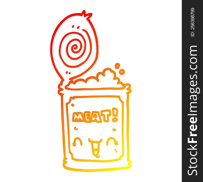 warm gradient line drawing of a cartoon canned meat