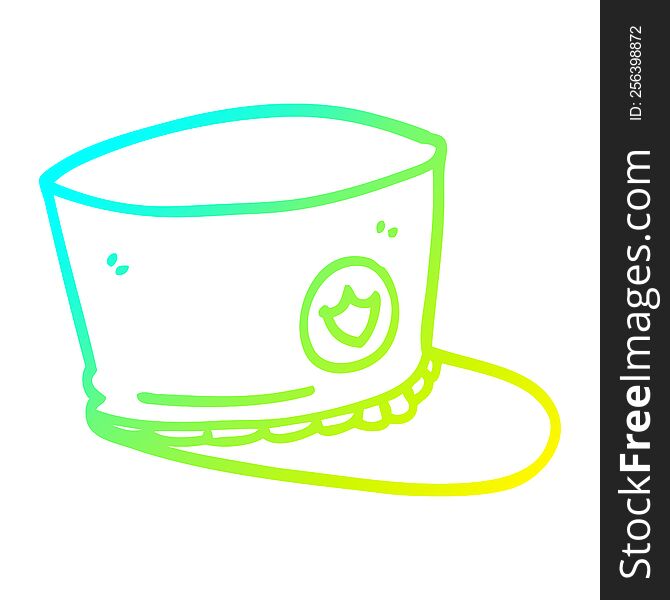 cold gradient line drawing of a cartoon official hat