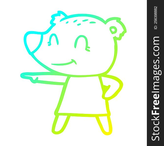 Cold Gradient Line Drawing Female Bear Cartoon