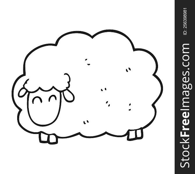 freehand drawn black and white cartoon sheep