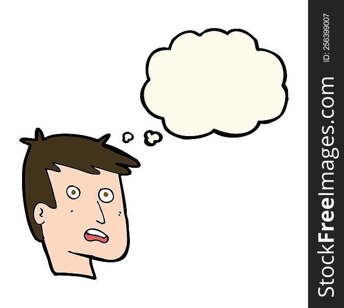 Cartoon Unhappy Face With Thought Bubble