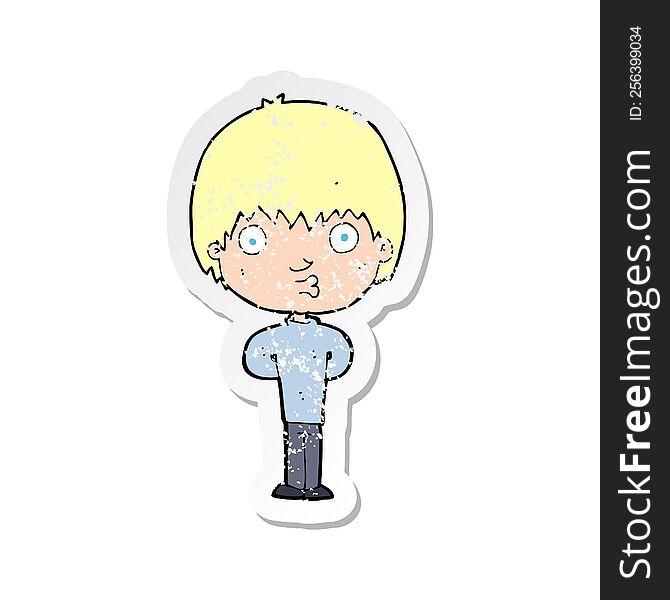 Retro Distressed Sticker Of A Cartoon Whistling Boy