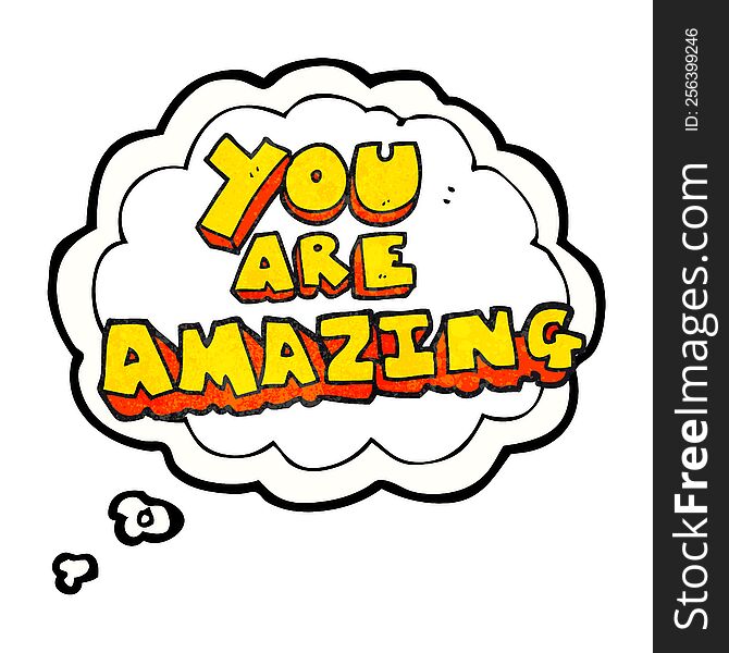 Thought Bubble Textured Cartoon You Are Amazing Text