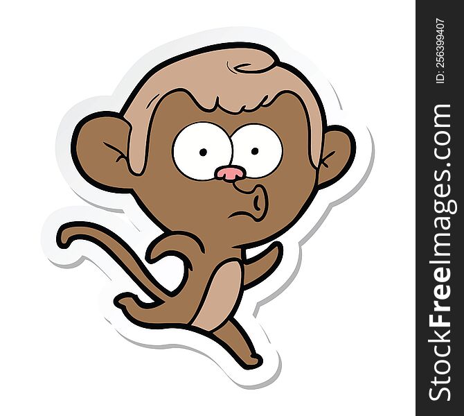 Sticker Of A Cartoon Surprised Monkey