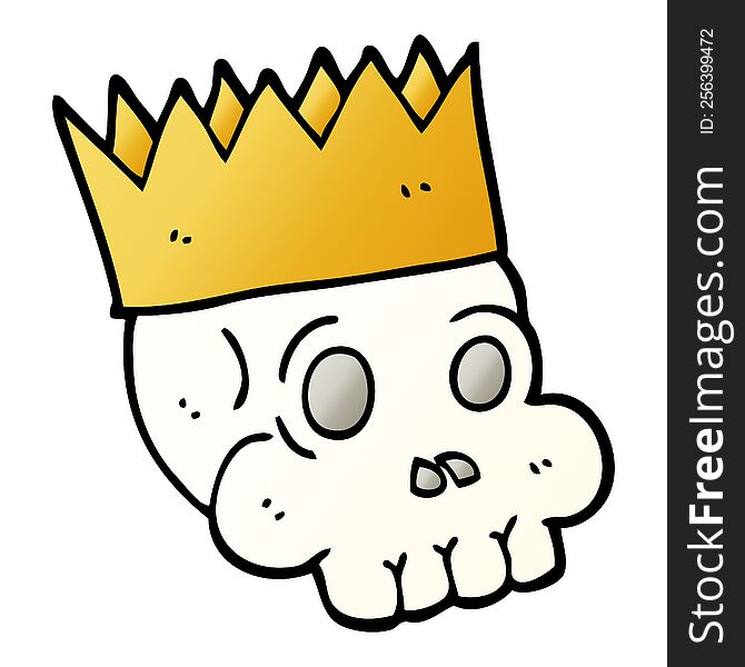 vector gradient illustration cartoon skull wearing crown