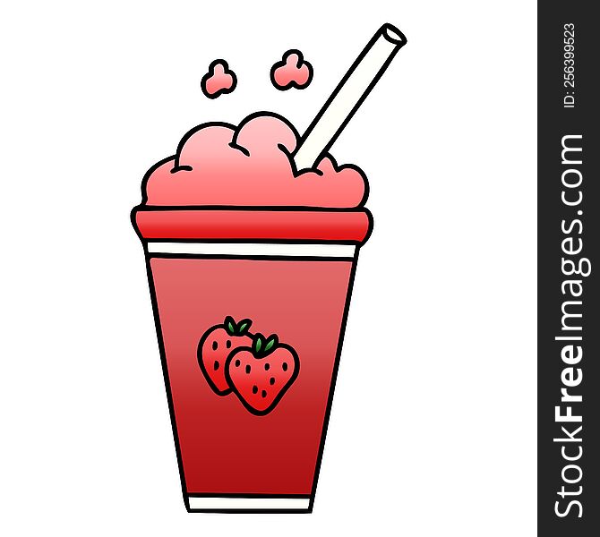 Quirky Gradient Shaded Cartoon Strawberry Milkshake