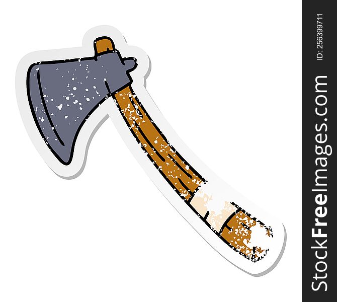 Distressed Sticker Cartoon Doodle Of A Garden Axe