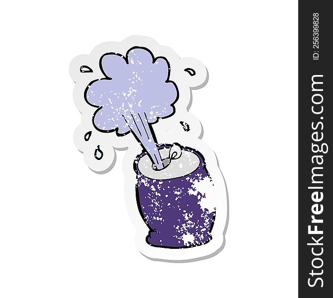 Retro Distressed Sticker Of A Cartoon Fizzing Soda Can