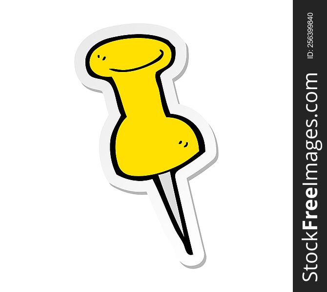 sticker of a cartoon drawing pin