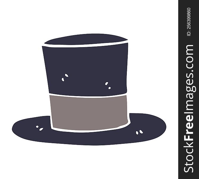 Flat Color Style Cartoon Top Hat