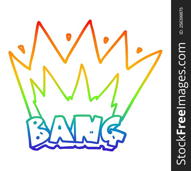 rainbow gradient line drawing of a cartoon bang sign