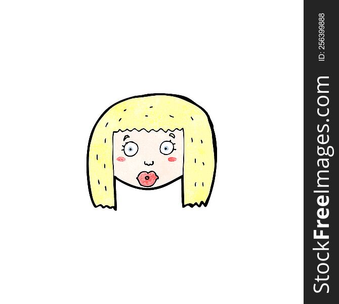 Cartoon Surprised Blond Woman