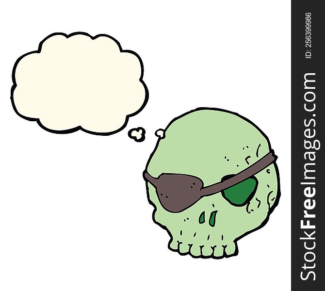 Cartoon Skull With Eye Patch With Thought Bubble