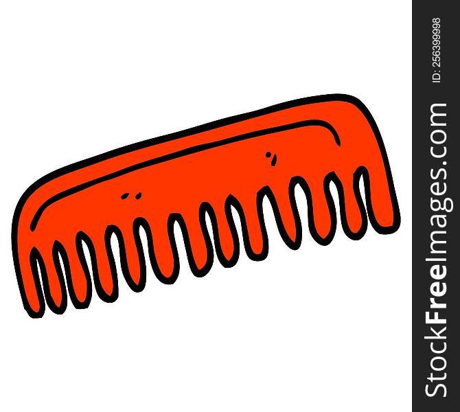 hand drawn doodle style cartoon hair comb