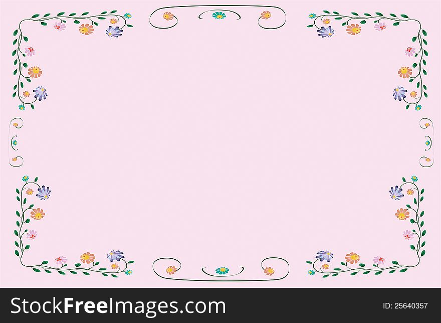 Vector flower classic colorful frame
