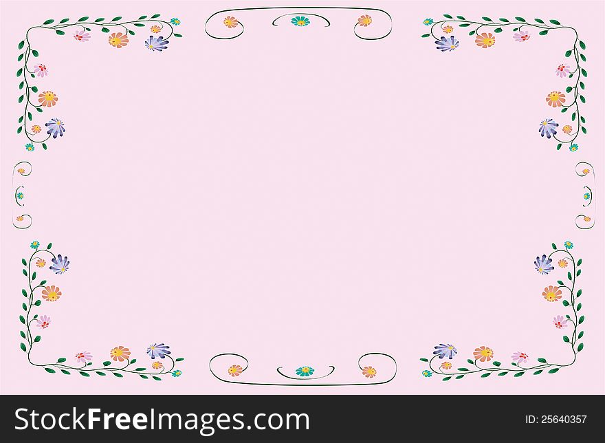 Vector Flower Classic Colorful Frame