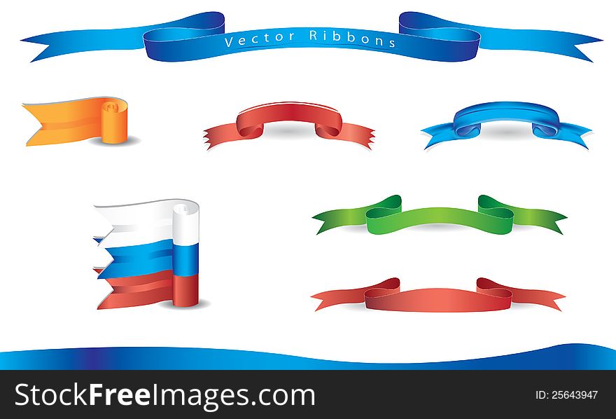 A set of colorful realistic  ribbons. A set of colorful realistic  ribbons