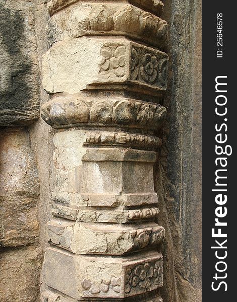 Flowers texture carving on pillar of Prasat Bayon, Angkor Thom, Siamreap, Khmer Republic. Flowers texture carving on pillar of Prasat Bayon, Angkor Thom, Siamreap, Khmer Republic