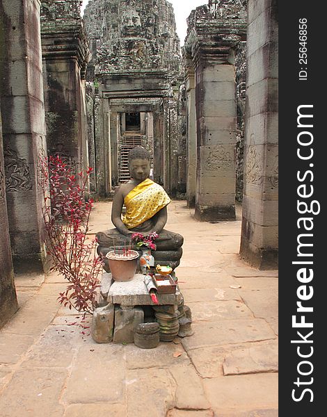 Buddha statue in Prasat Bayon, Angkor Thom, Siamreap, Khmer Republic. Buddha statue in Prasat Bayon, Angkor Thom, Siamreap, Khmer Republic