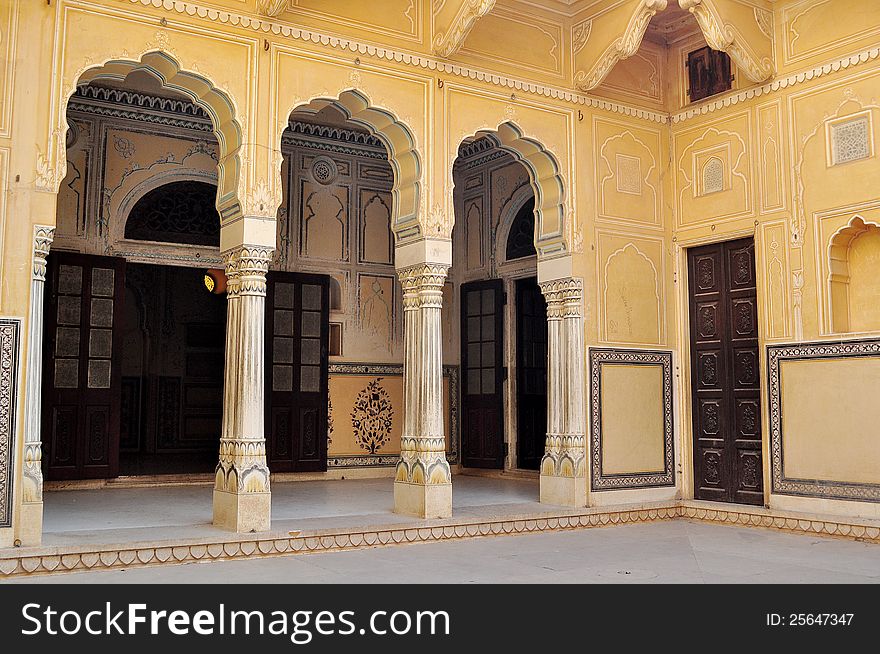 A inner view of a 16th century Indian palace. A inner view of a 16th century Indian palace