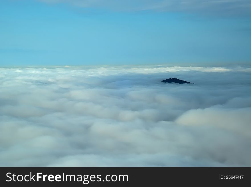 Morning inversions with wooded mountains. Morning inversions with wooded mountains