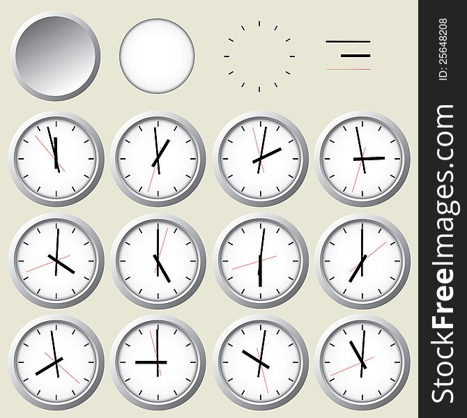 Wall Clock. Vector Illustration.