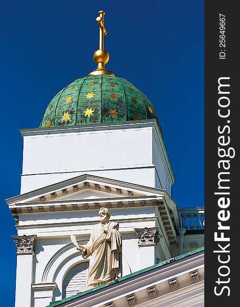 Bartholomew the Apostle and one of the domes of the Cathedral in Helsinki. Bartholomew the Apostle and one of the domes of the Cathedral in Helsinki