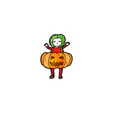 Free Cartoon Woman Wearing Pumpkin Outfit Royalty Free Stock Images - 256404629