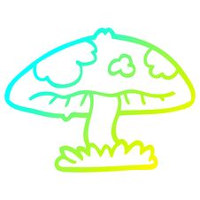 Cold Gradient Line Drawing Cartoon Mushroom Royalty Free Stock Images
