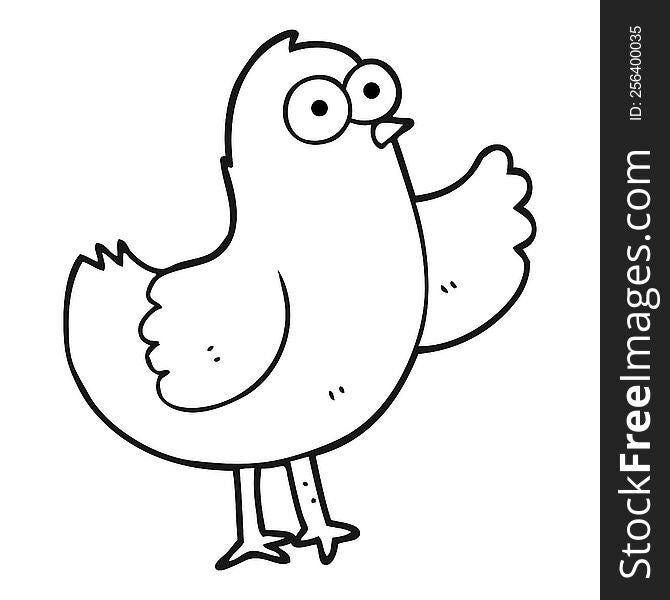 Black And White Cartoon Bird