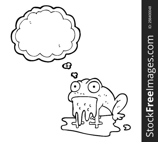 freehand drawn thought bubble cartoon gross little frog