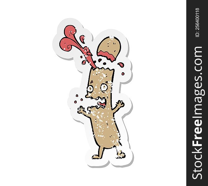 retro distressed sticker of a cartoon undercooked sausage