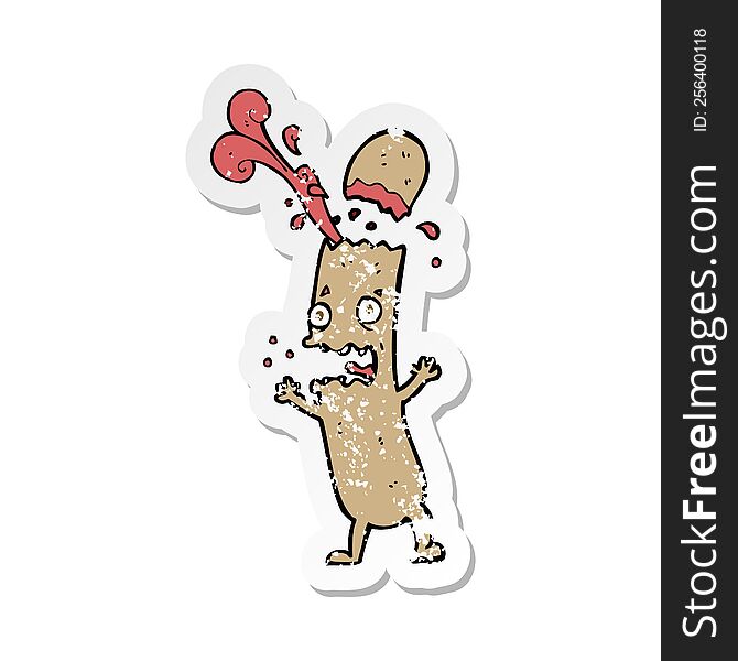 Retro Distressed Sticker Of A Cartoon Undercooked Sausage