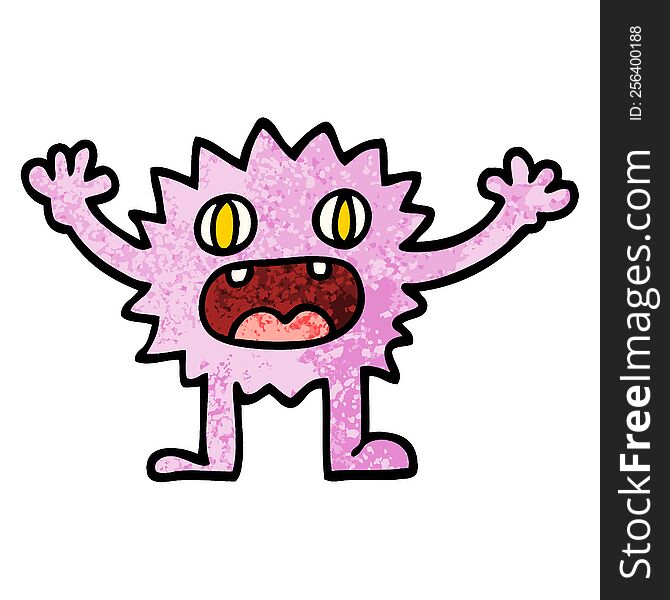 grunge textured illustration cartoon funny furry monster