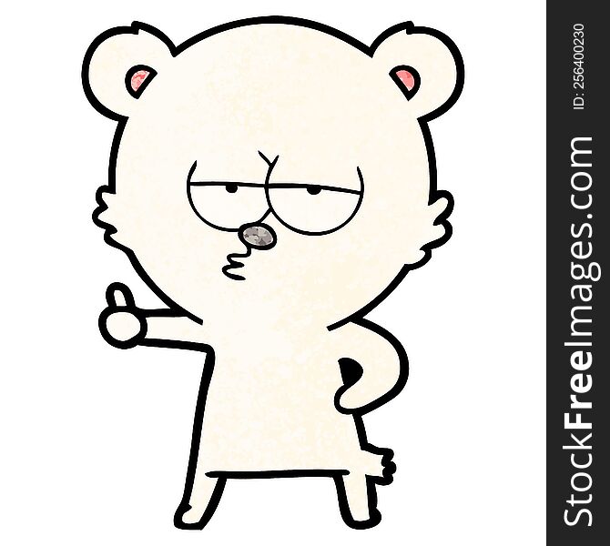 bored polar bear cartoon giving thumbs up sign. bored polar bear cartoon giving thumbs up sign